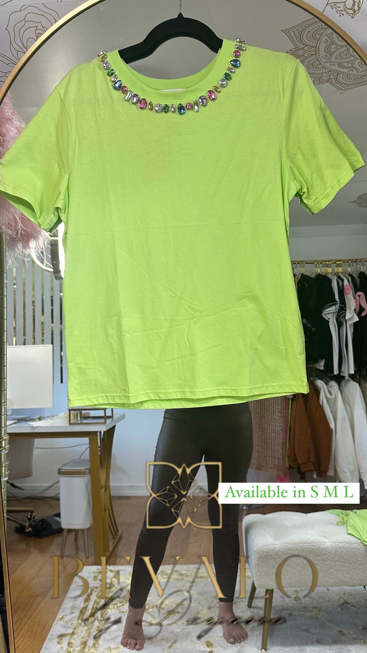 MULTICOLOR RHINESTONE TSHIRT