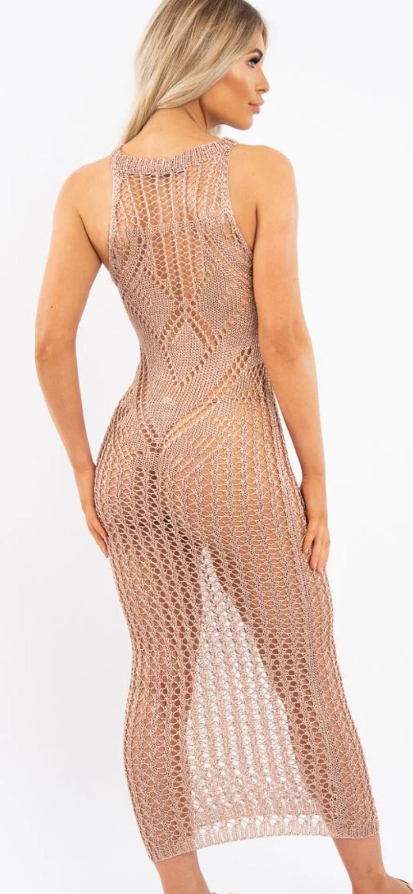 ROSÈ MESH BEACH DRESS