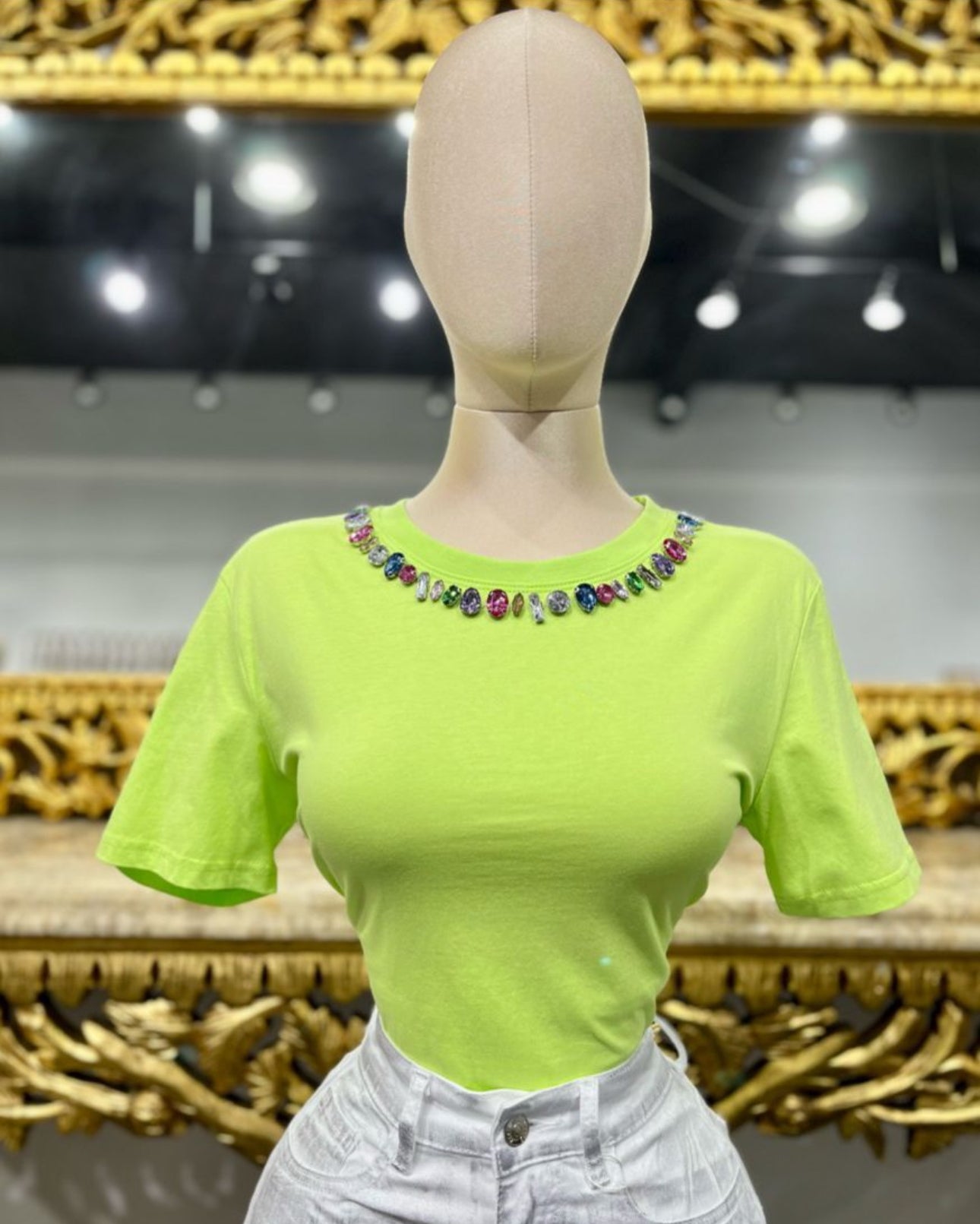 MULTICOLOR RHINESTONE TSHIRT